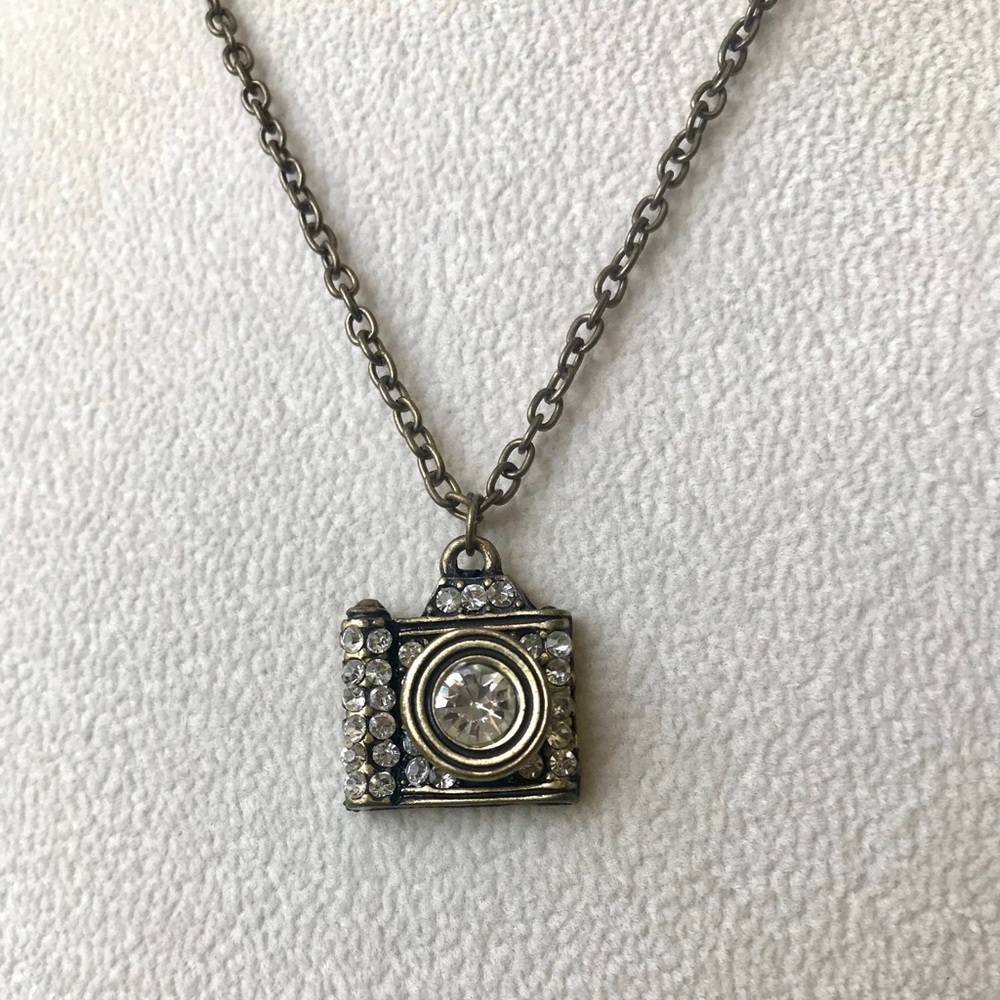 Camera Charm Crystal Stone Necklace